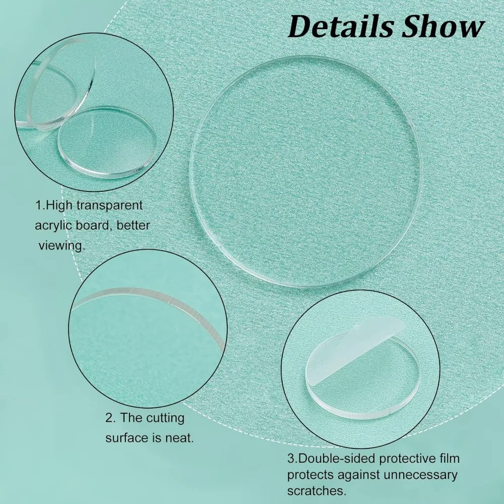 100 Pcs Clear Circles Acrylic Sheet 1 inch Circular Miniature Bases Blanks Acrylic Disc Mini Flat Round Acrylic Base