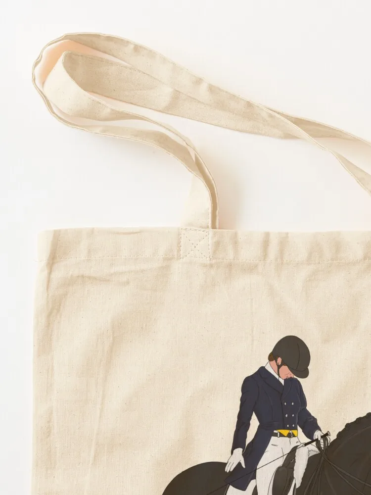 أسود Dressage الحصان وراكب تحية حمل حقيبة قماش حمل حقائب النساء قماش حقيبة كتف حمل حقيبة قماش #3