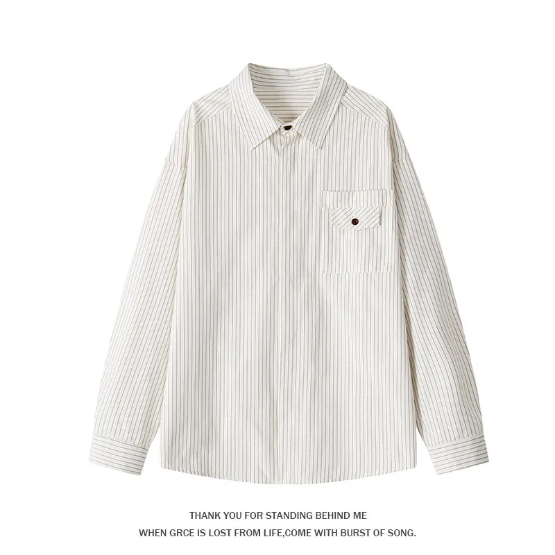 SuperAen Spring and Autumn New Korean Style Single Breasted Striped Drawstring Shirt Oversize Casual Fashion Shirts
