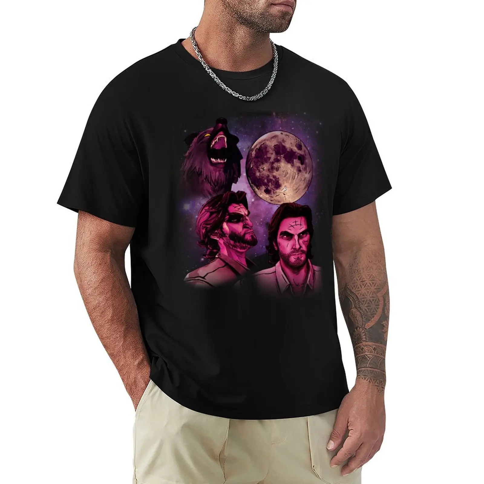 

Three Bigby Wolf Moon T-Shirt hippie clothes customizeds T-shirts oversize mens designer t shirt