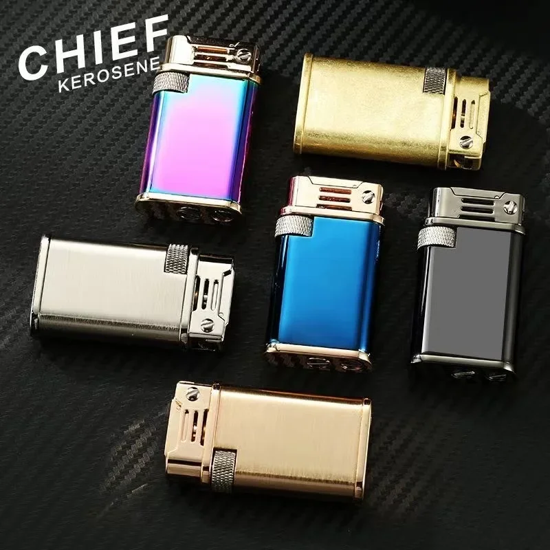 Chief Kerosene Lighter Creative Side Pulley Nostalgic Vintage Retro Kerosene Lighter Retro Cigar Lighter Cigarette Acces