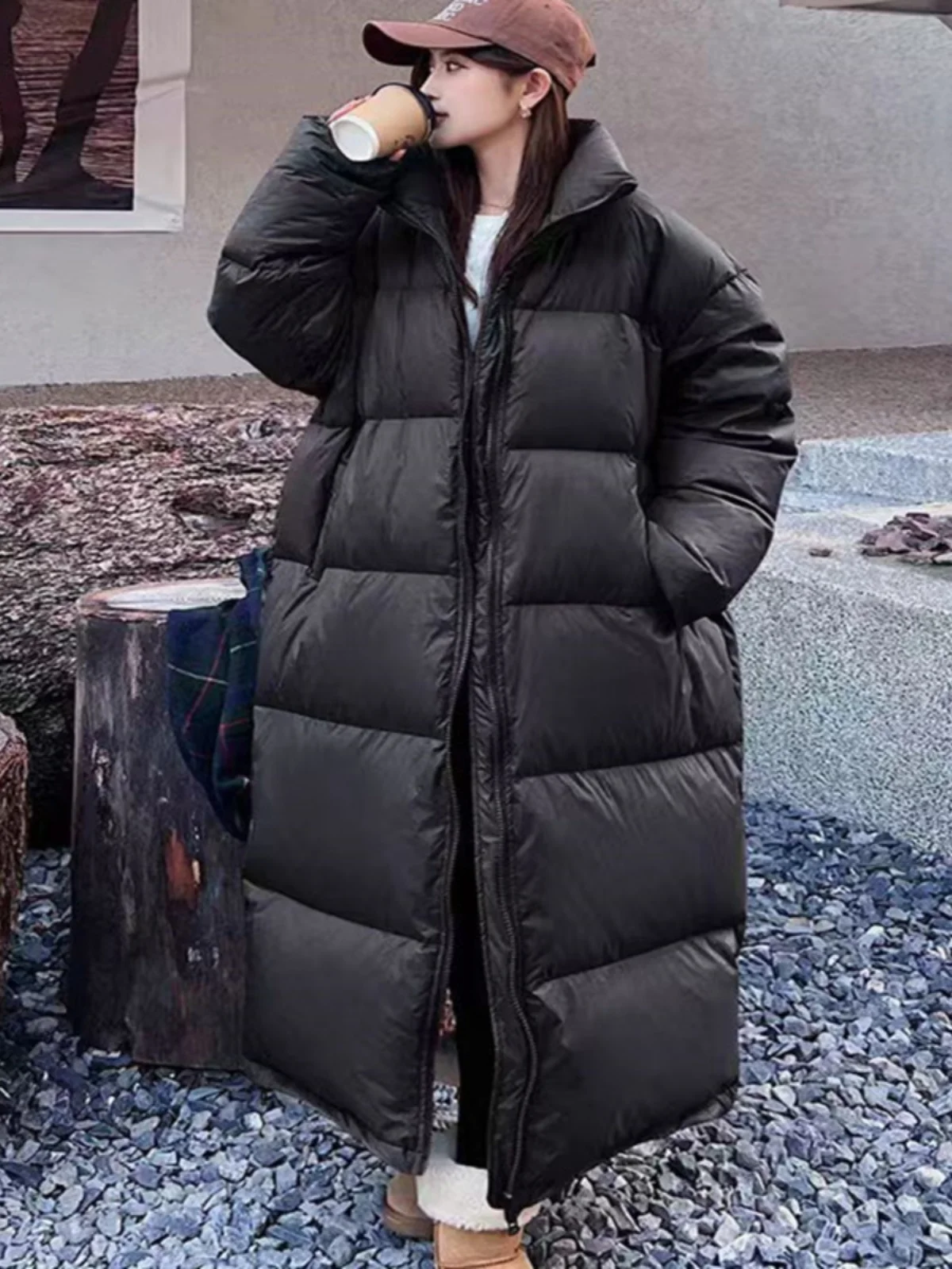 

Утепленное пальто из гусиного пуха большого размера, до колен, женское, в корейском стиле, теплое, Pure Poem, для повседневной носки, зимнее, новинка