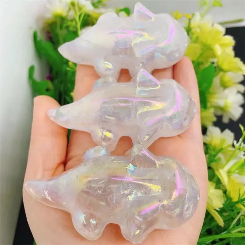 7.2CM Natural Aura Rose Quartz Salamander Carving Reiki Healing Fengshui Stone Gift Home office Decoration gift 1PCS