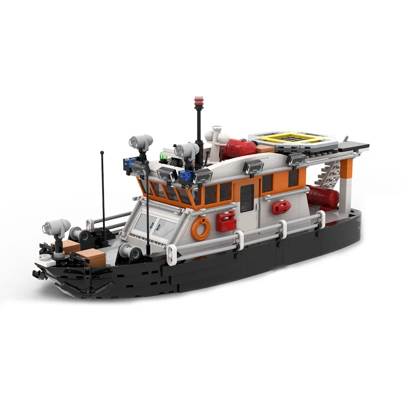 601pcs MOC Coast Guard เรือกู้ภัยเรือ City Port การก่อสร้างของเล่นเพื่อการศึกษา Moc อาคารบล็อกของเล่นคริสต์มาสของขวัญ