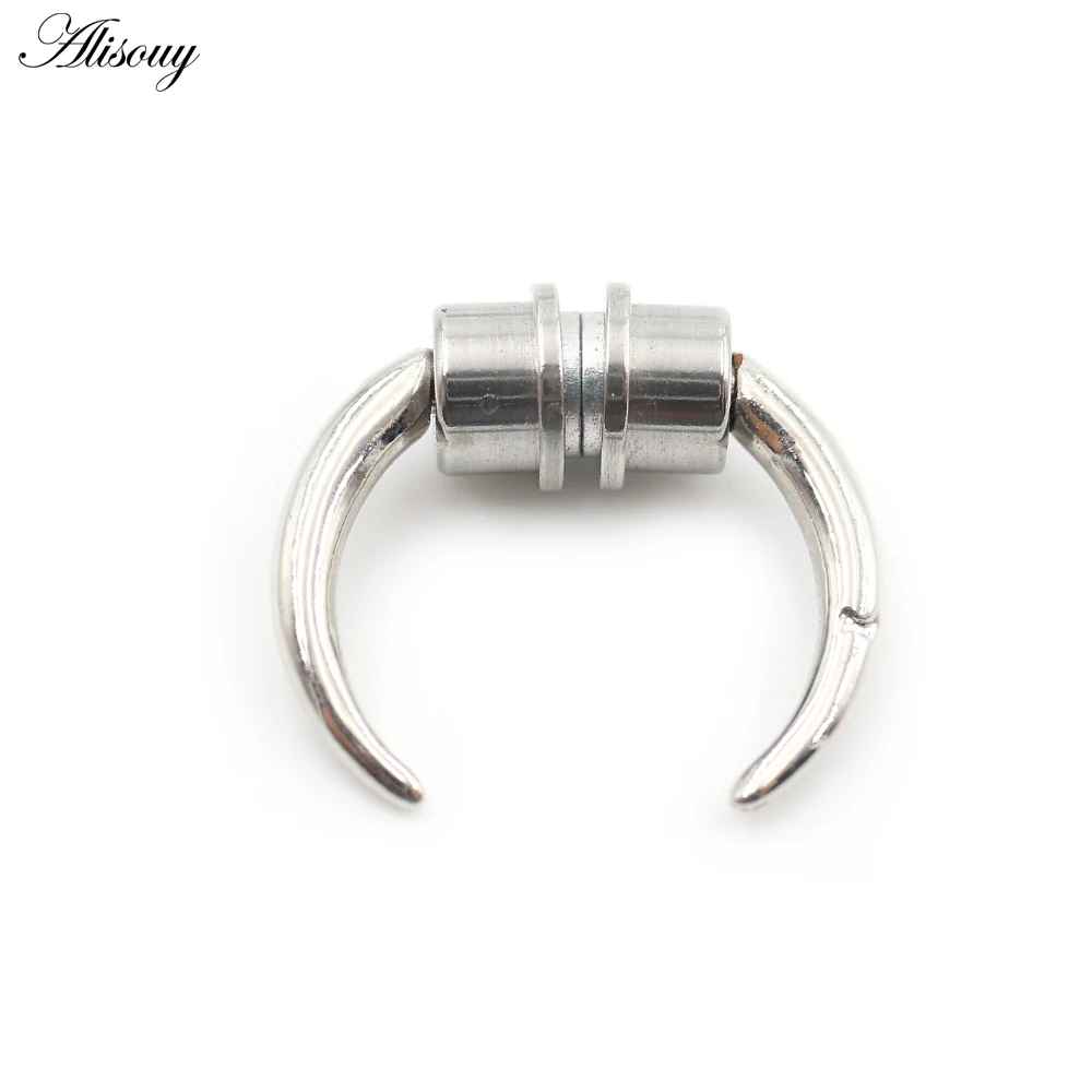 Alisouy 1PC Stainless Steel Snake Buffalo Horn Nose Ring Magnetic Ear Cartilage Septum Tragus Daith Non Piercing Body Jewelry