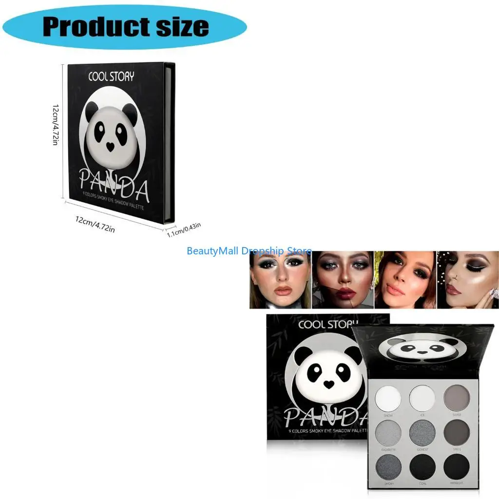 40JD 스모키 아이 섀도우 팔레트, 9 컬러 블랙 실버 그레이 고스 중성 무광택 시미자 눈 그림자 메이크업 팔레트, 방수