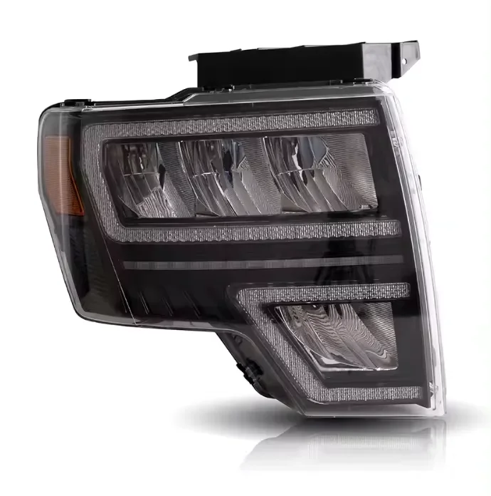 المصابيح الأمامية لفورد رابتور F150 F-150 2008-2014 مجموعة المصابيح الأمامية LED DRL تدفق بدوره أضواء الإشارة اكسسوارات السيارات