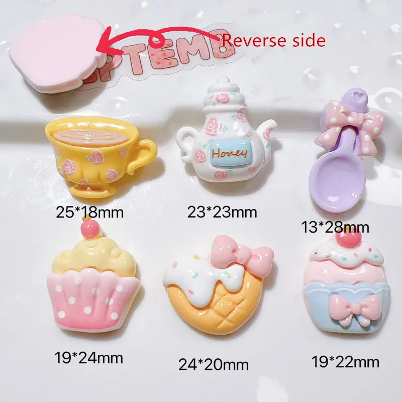 20Pcs Cartoon Teapot Cake Resin Jewelry Bracelet Hair Clip Crafts Accessories DIY Storage Box Pencil Case Water Cup Decor Patch