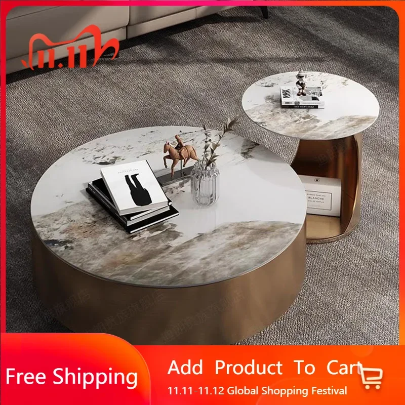 

Журнальный столик современного дизайна, роскошный скандинавский круглый итальянский золотой приставной столик, центр гостиной, белая мебель для дома Meubles De Salon