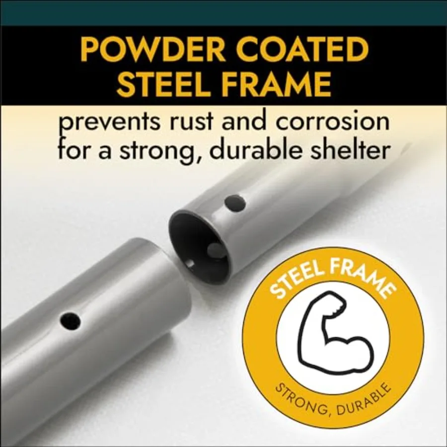Cochera de garaje instantánea con estructura de acero y cubierta impermeable con tratamiento UV para protección de vehículos al aire libre, ideal para vehículos residenciales