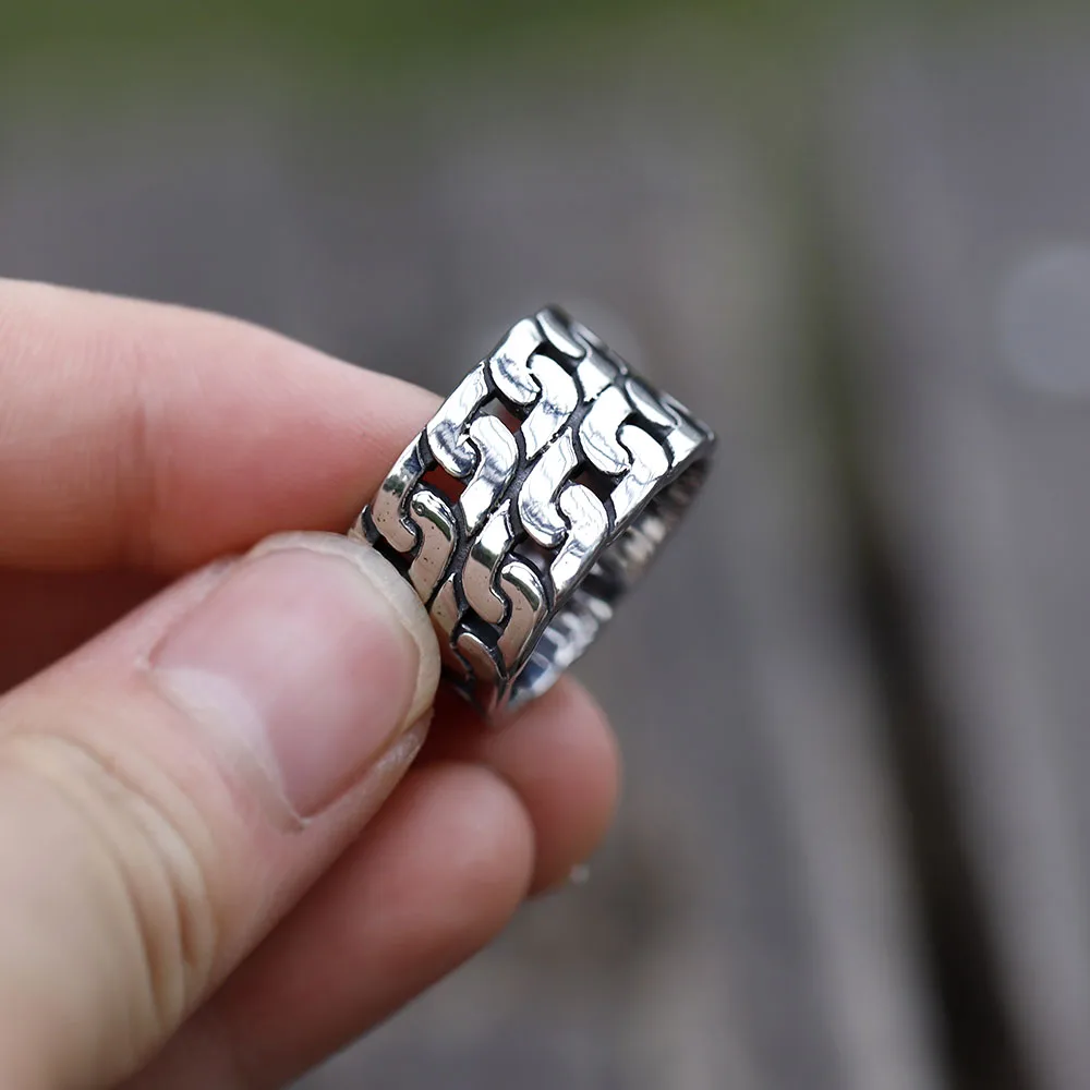 2022 NEW Men's 316L stainless-steel rings Double Chain Simple Design RING for teens fashion Jewelry Gift free shipping