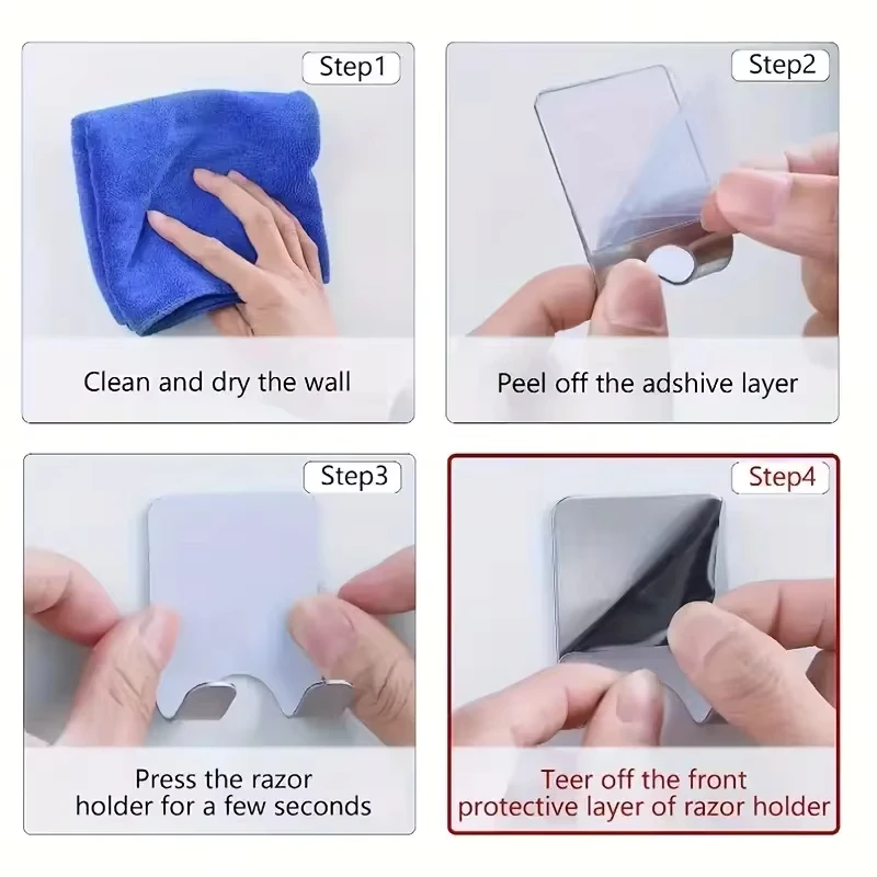 الفولاذ المقاوم للصدأ الحلاقة حامل الرجال الحلاقة حامل تخزين هوك جدار رف الحلاقة حامل اكسسوارات المطبخ الحمام #4