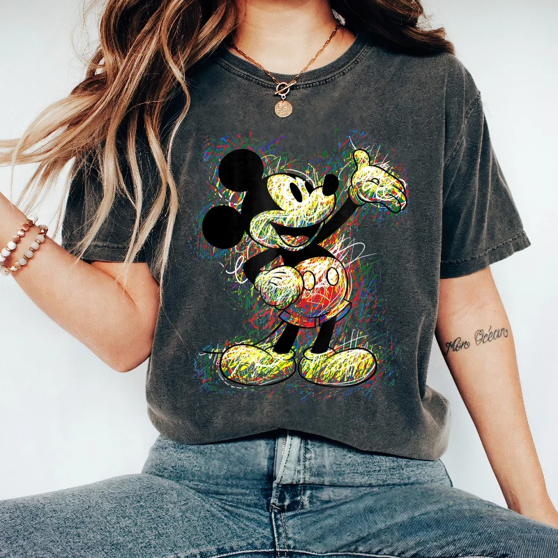 

Женская летняя футболка с граффити Disney с Микки Маусом и кроликом, новая модная уличная одежда большого размера Y2K для пар для мужчин и женщин