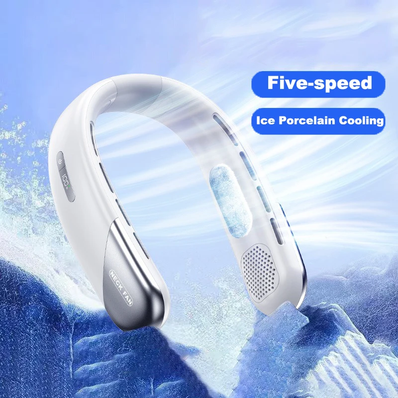 

4000mAh Rechargeable 2024 Portable Neck Fan Hands Free Bladeless Fan Wearable Personal Electric Fan 5 Speeds Gifts for Women Men