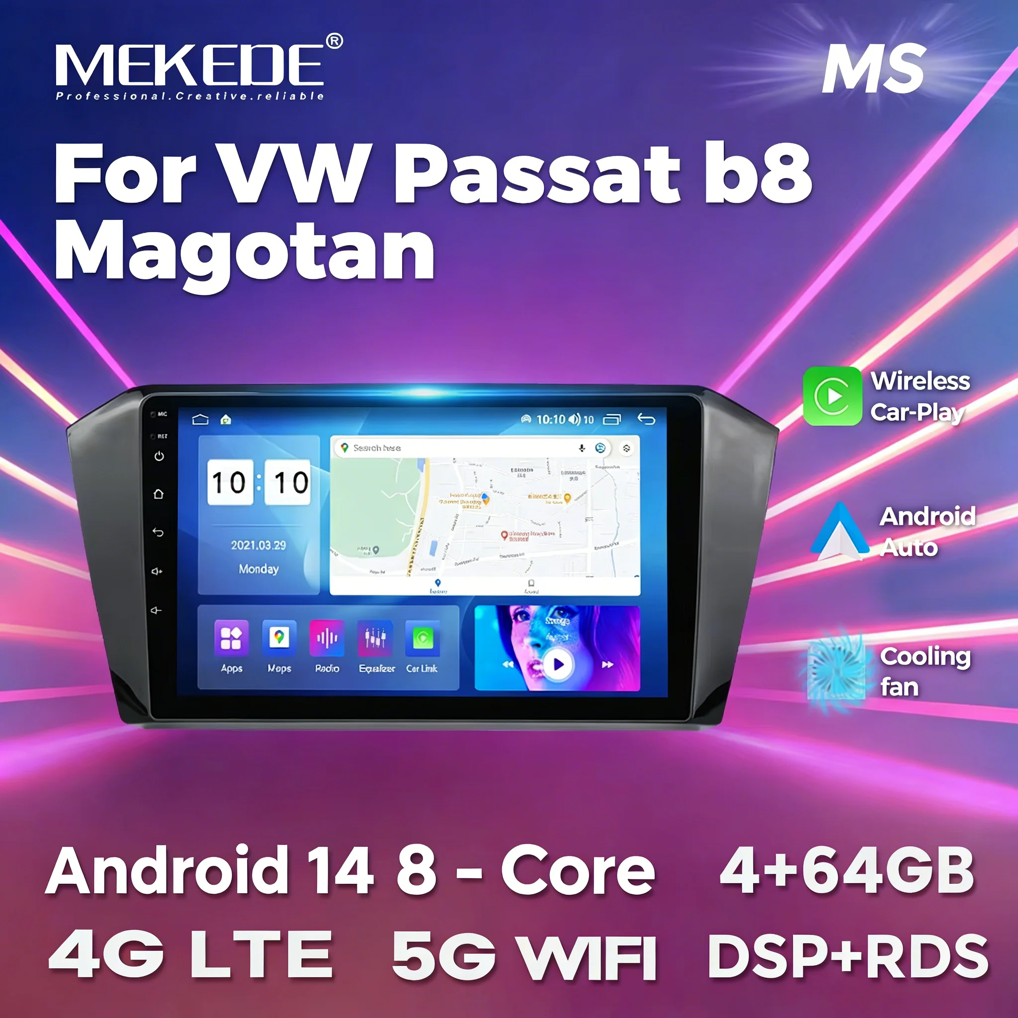

MEKEDE 4G LTE WIFI для Volkswagen VW Magotan Passat B8 2015-2021 Мультимедийная система Carplay, авторадио, сенсорный экран, 2 Din GPS