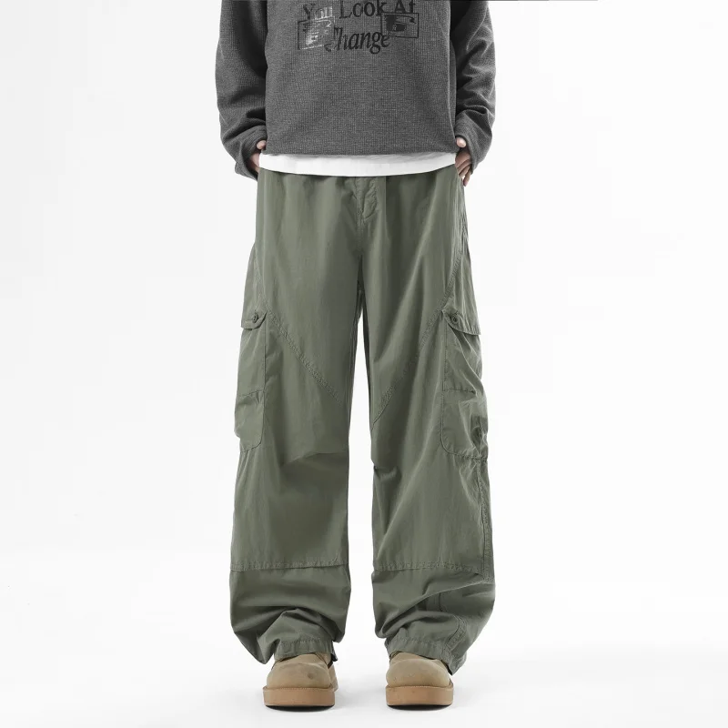 Men's Retro Loose Functional Casual Pants Summer Trendy Versatile Cool Multi Pocket Work Pants