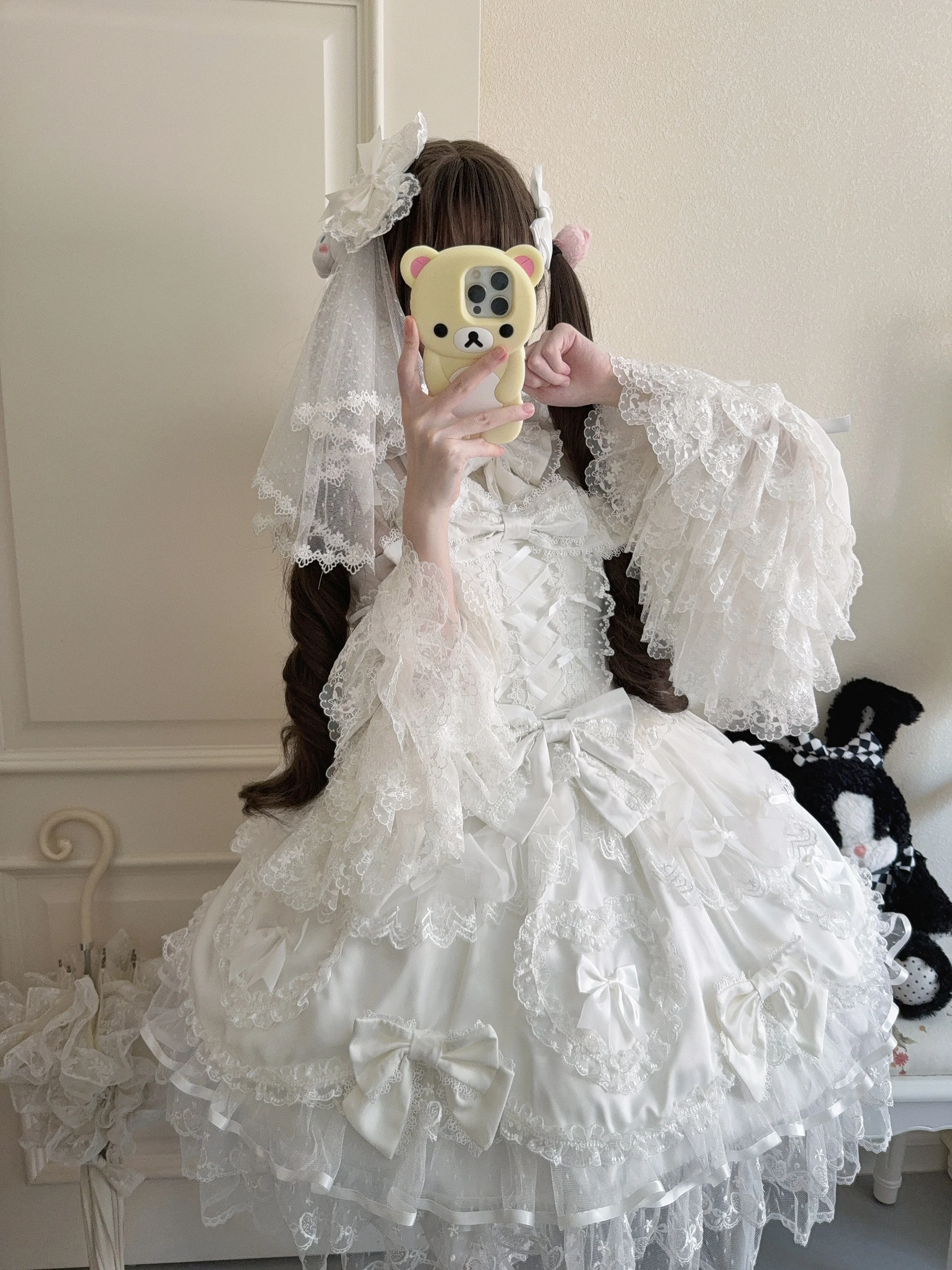 Original Japanese Sweet Lolita Pink Dresses JSK Girl's Woman's Slim Fit Bow Lace Birthday Party Sling Dress Y2k Princess Dress