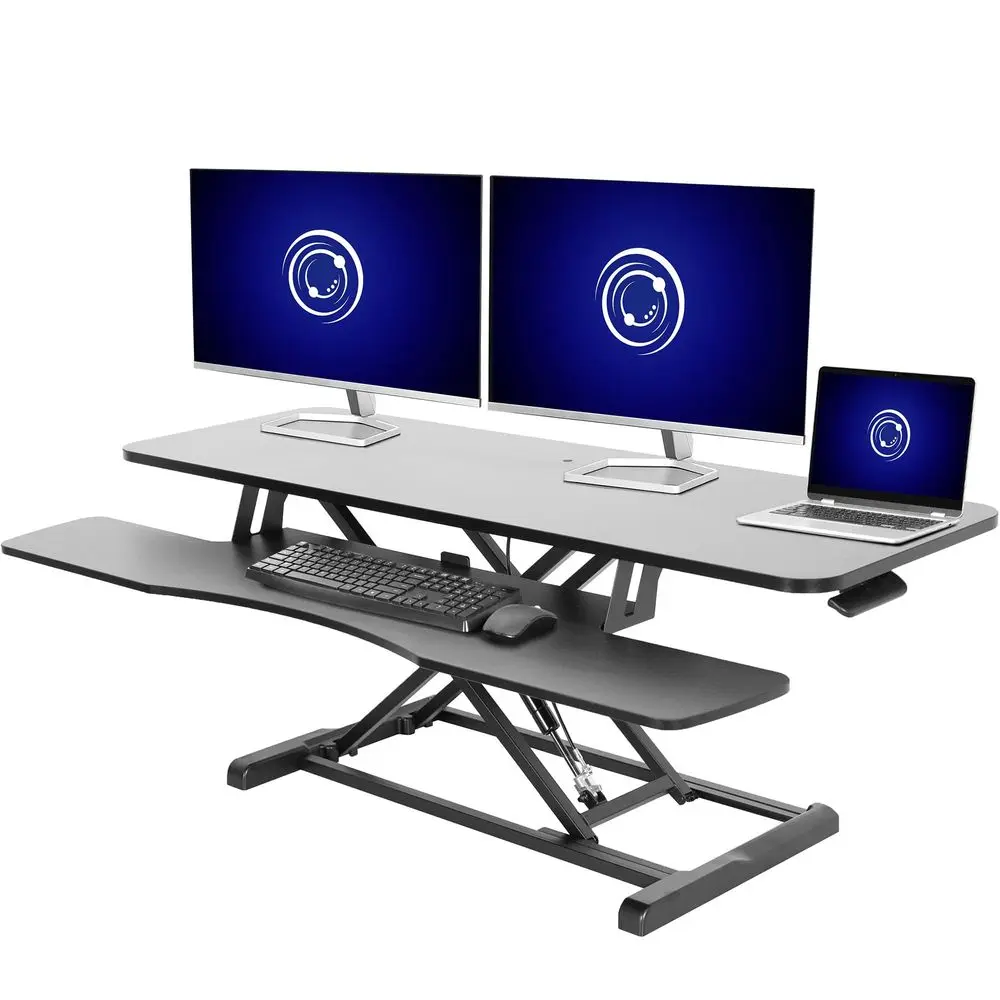48 inch Desk Converter, K Series, Height Adjustable Sit to Stand Riser, Dual Monitor and Laptop Workstation with Wide Keyboard