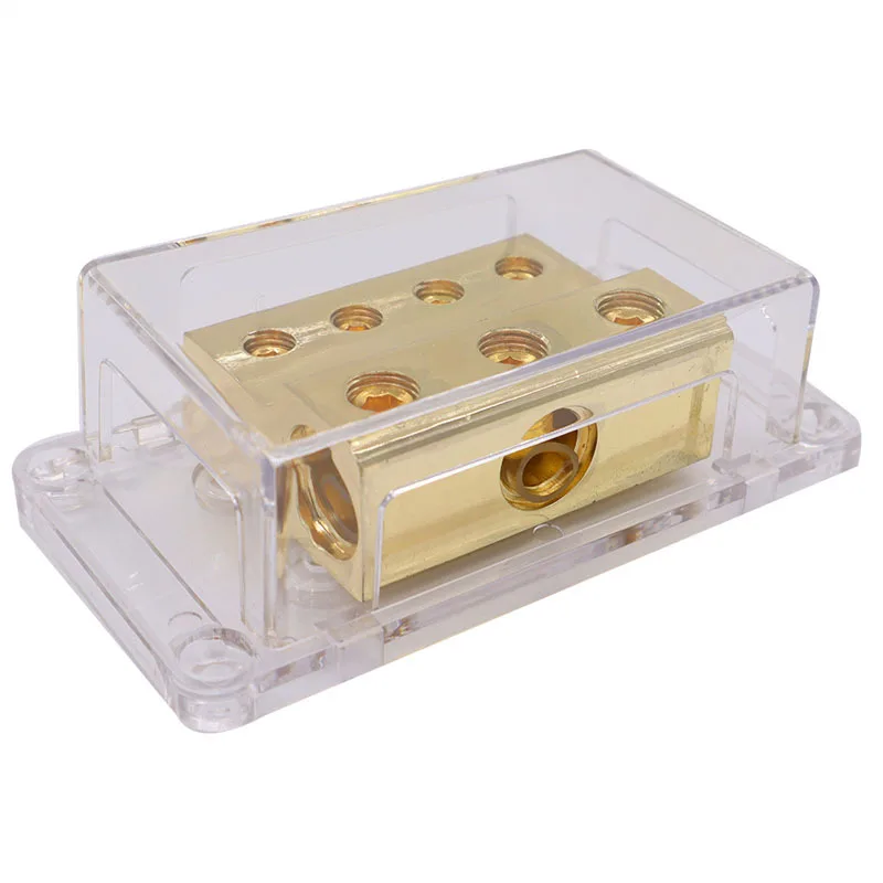 Car Audio Modified Professional Busbar, OGA 4GA Negative Electrode Ground Junction Box, Pure Copper 3in 4out Ground Wire  Box