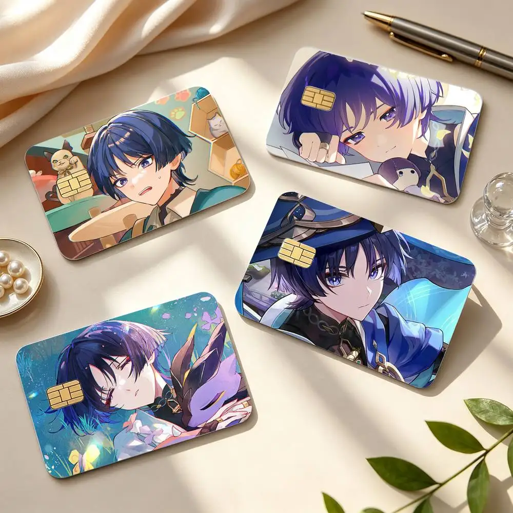 Anime Games Genshin Impac Wanderer  HD Waterproof Credit Card Stickers Silicone Decals For Chip Game Cards Gift