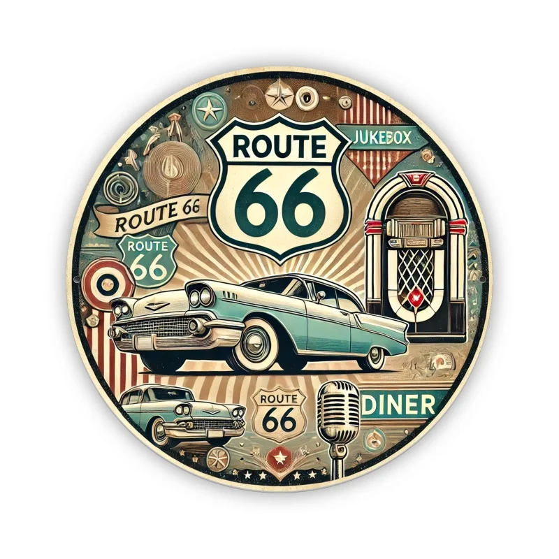 1pc Vintage Route 66 Metal Wall Art Sign, Iron Door Mount Decor, Easy to Hang, Durable, Retro Style for Entryway, Bedroom