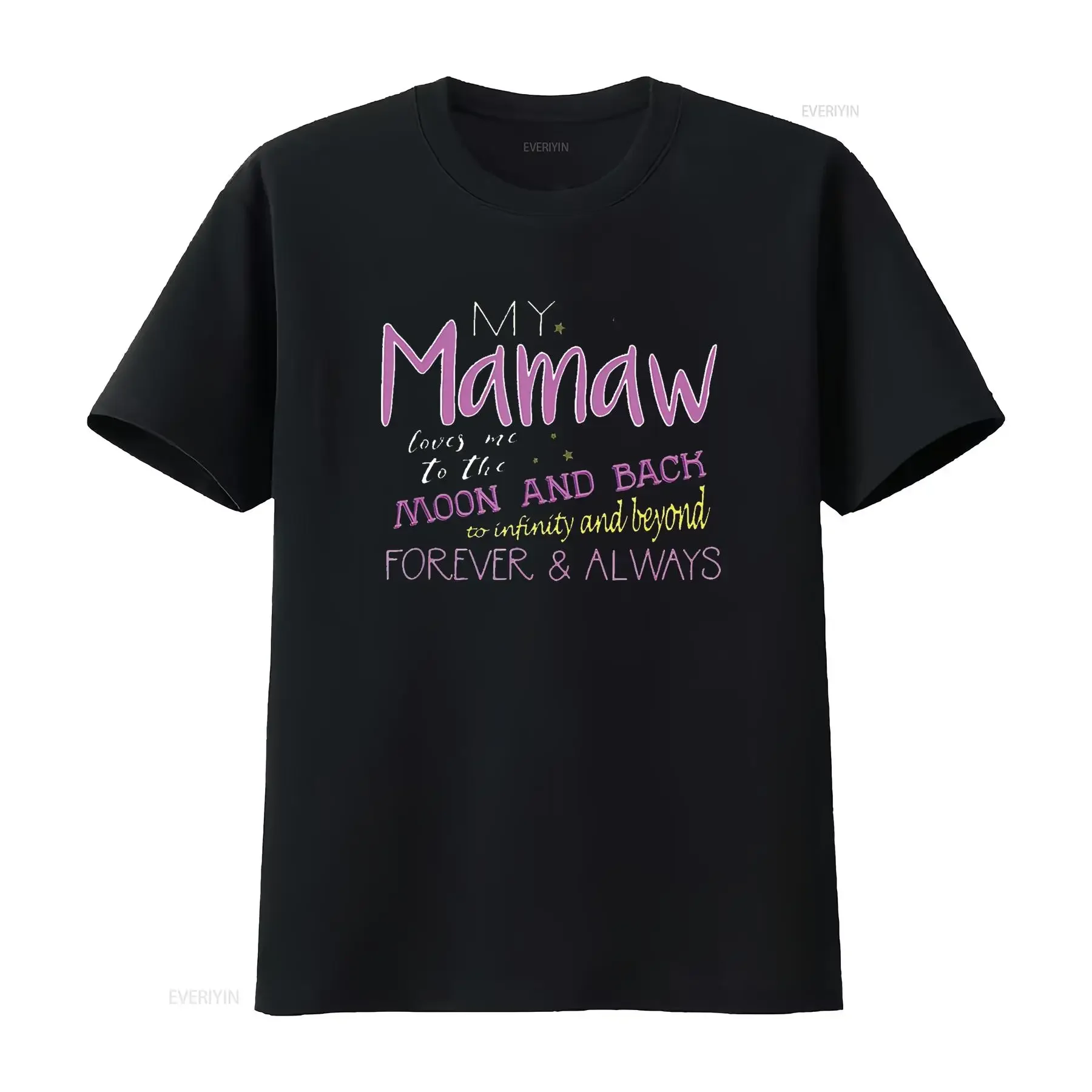 

Womens My Mamaw Loves Me To The Moon And Back Infinity T Shirt vintage Washed Stylish Versatile Slightly graphic streetwear