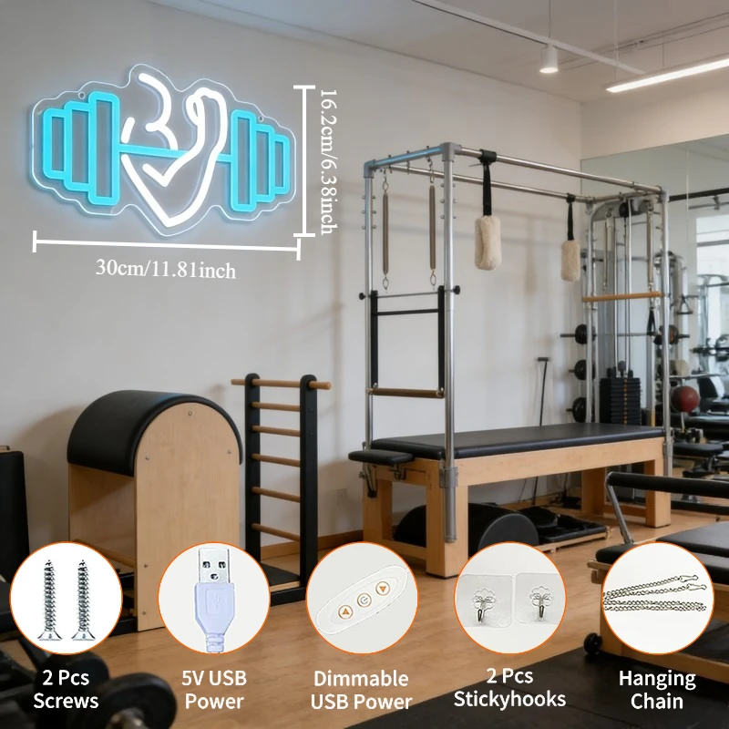 Biceps Dambıl Neon Tabela LED  - Yoga Fitness Room incelemesi ve fiyatı