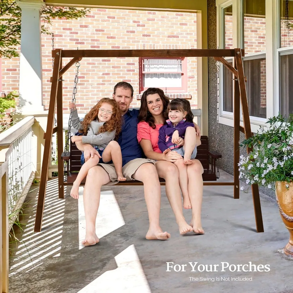 โครงไม้แขวนชิงช้าแบบ Heavy Duty รับน้ำหนักได้ 660 ปอนด์ พร้อมแผ่นเชื่อมต่อด้านล่าง, ขาตั้งรูปตัว A แบบอัพเกรดสำหรับชิงช้าระเบียง, ชิงช้ากลางแจ้ง