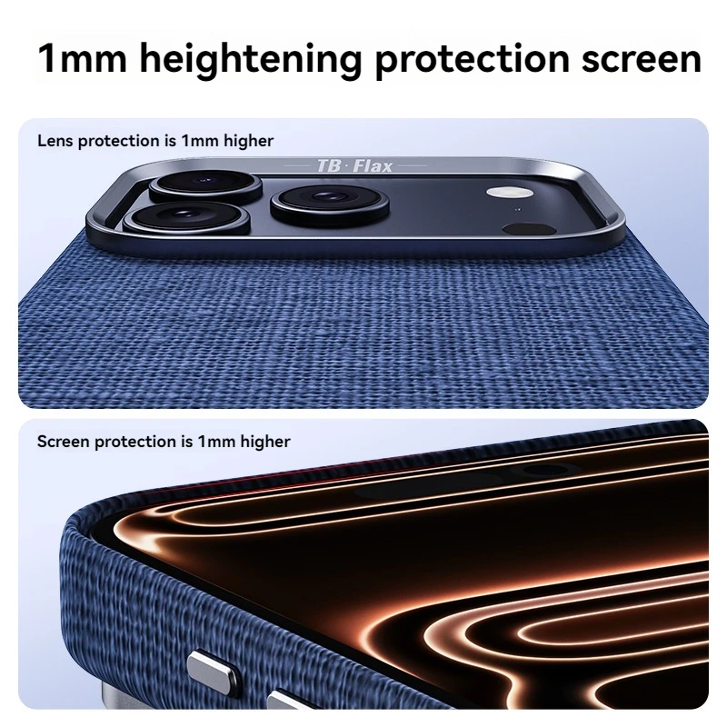 High End Business Magnetic Leather Case for IPhone 17 Pro Max 16 15 14 13 Technology Fabric Wireless Charger Anti Drop Cover view 6