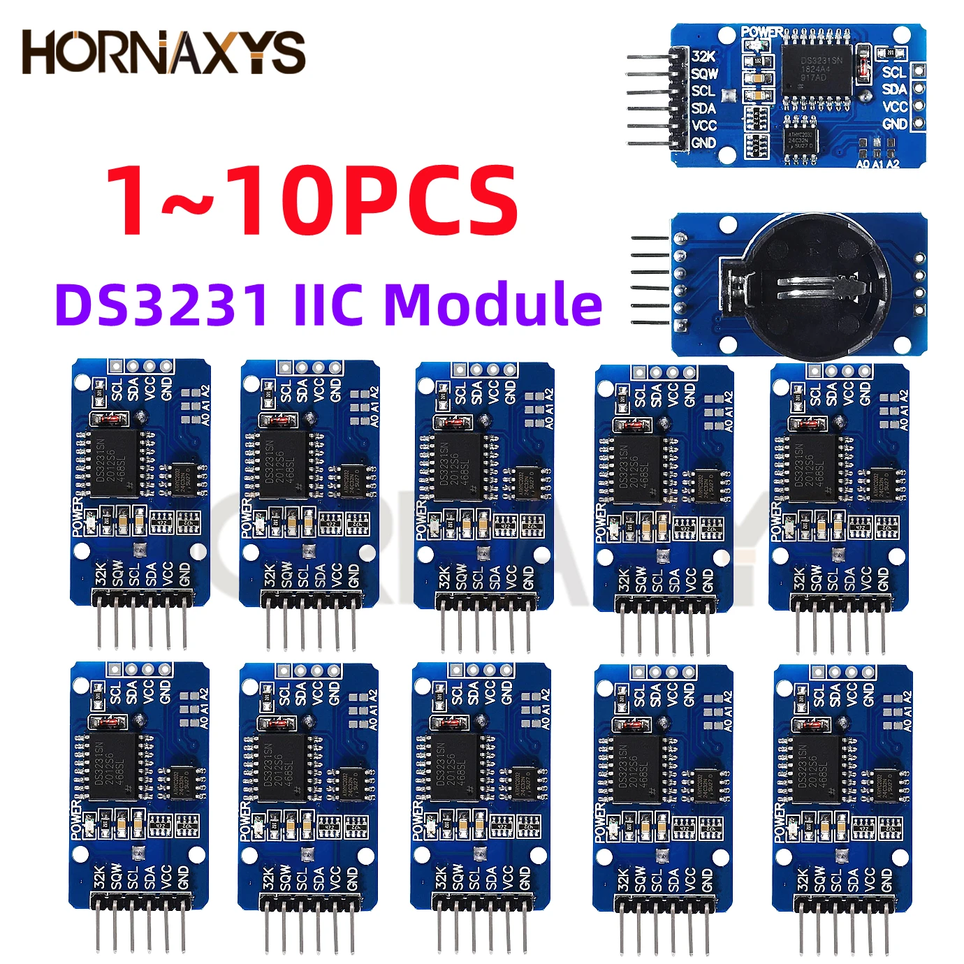 1-10 יחידות / DS3231 מודול IIC מודול שעון דיוק DS3231SN / DS3231M זיכרון בזמן אמת 3.3V / 5V עבור Raspberry Pi