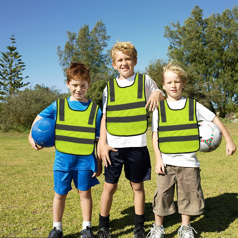 Gilet de Sécurité pour Enfants, Bandes Fluorescentes Haute Visibilité, Entraînement Sportif, Protection Sвen Plein Air