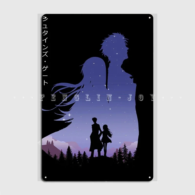 Steins Gate Metal Sign Cinema Living Room Bar Cave Classic Wall Plaque Tin Sign Poster