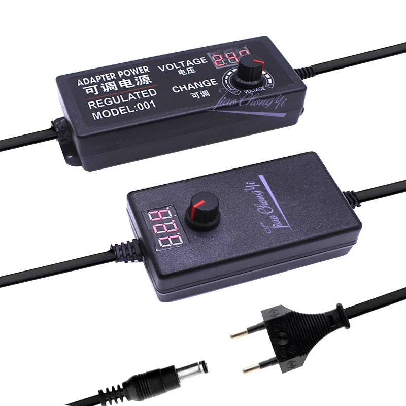 AC to DC 3-12V 9-24V 2A 3A 5A Adjustable Voltage Regulated Adapter with display Screen Universal Power Supply Adapter EU/US Plug