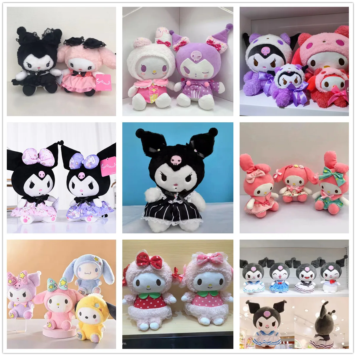 25Cm Anime Sanriod Plush Toys Kuromi Hello Kitty My Melody Cinnamoroll Stuffed Dolls Plushie Pillow Children's Birthday Gifts