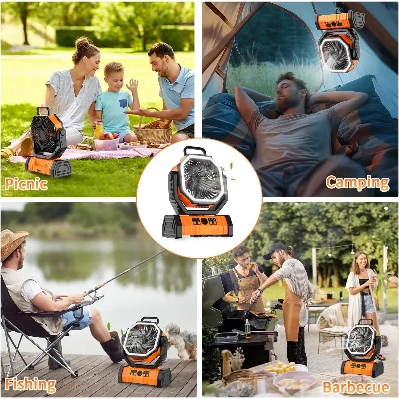 ZioeYiue ventilatore da campeggio ricaricabile grande alimentato a batteria portatile con telecomando ventilatore Cordless per tenda Picnic all'aperto