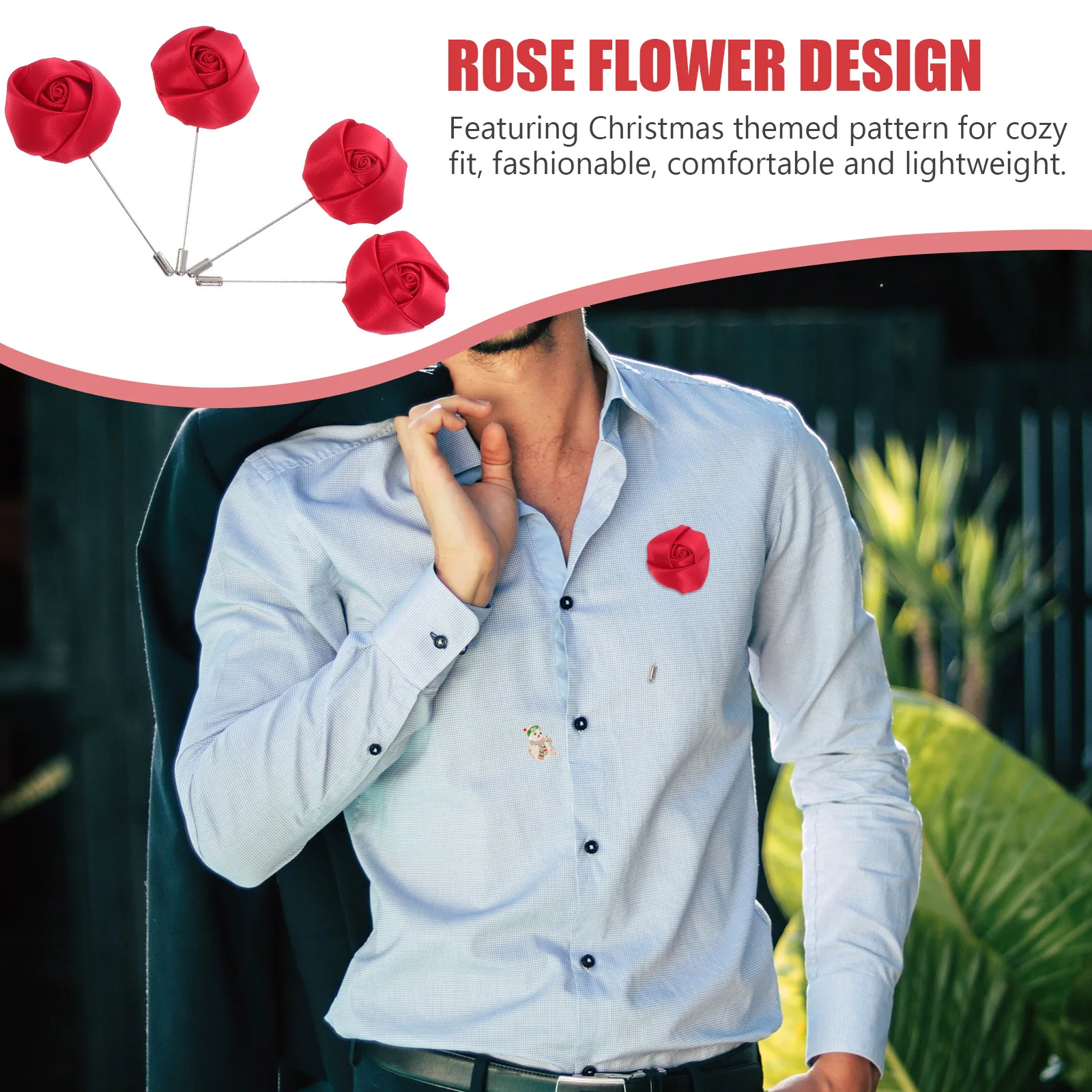 4 قطعة بروش زهرة الورد الرومانسية القماش الفن اليدوية الصدار الرجال دعوى ملحق حفلة عيد الميلاد ديكور بروش الرجال دبابيس #6