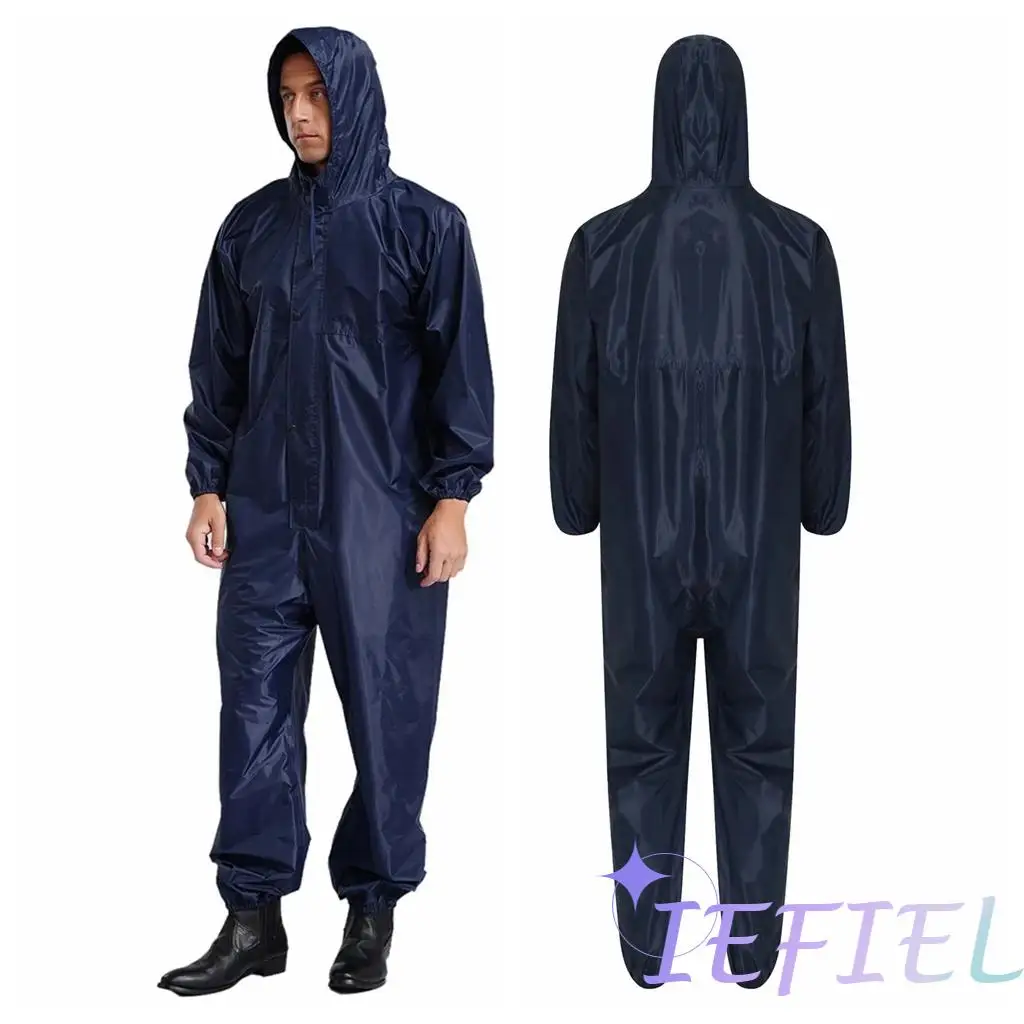 Unisex Men Women Waterproof Dustproof Coveralls Raincoat Hooded Jumpsuit Opening Work Uniforms Workshop Worker Spray Spray Paint