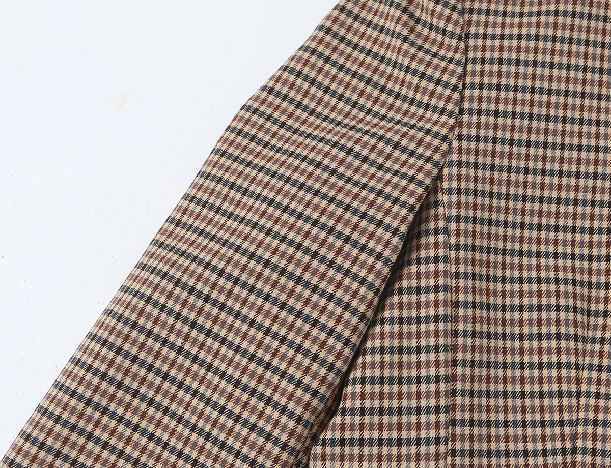BSAY 2026 Neues Vintage Damen-Karomuster 2-teiliges Outfit mit Stehkragen, doppelreihiger, kurzer Jacke und weitem Hosenbein, lässiger Anzug – Detail 14