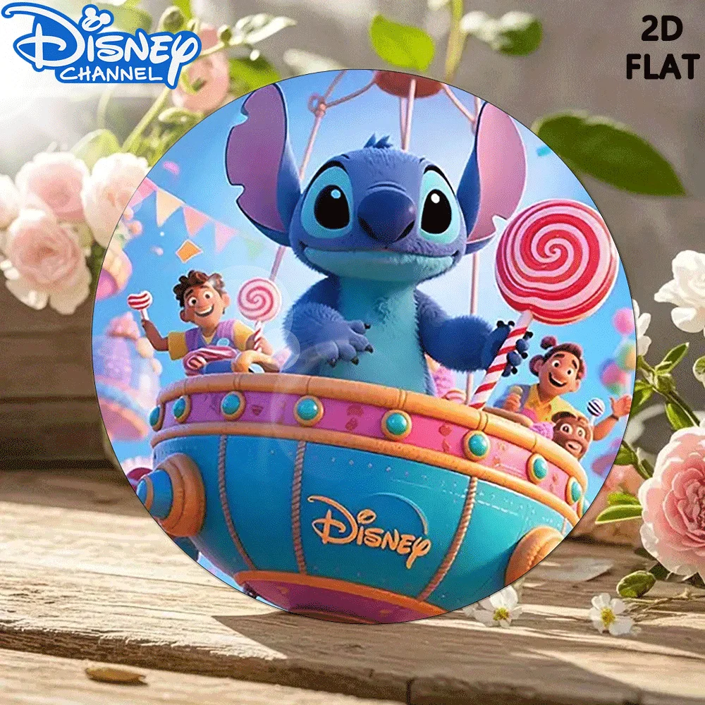 مسطح 2D، 2D ديزني ديكور المنزل الرسمي 1 قطعة 7.87*7.87 بوصة لوحة باب خشبية مستديرة معلقة غرزة بالون الديكور - الطراز الحديث