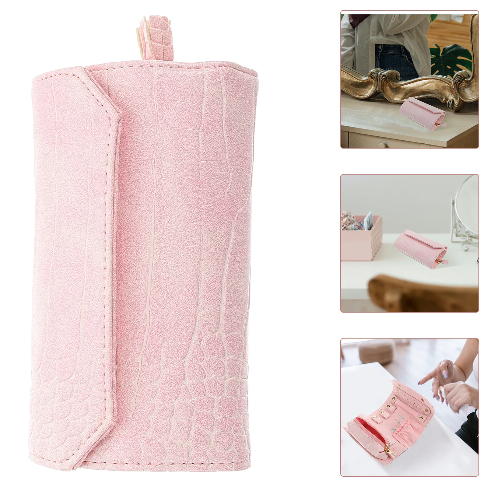 

Portable Jewelry Pouch Organizer Travel Jewelry Case Multi-Function Earring Holder Roll Storage Bag for Necklaces Rings Earrings