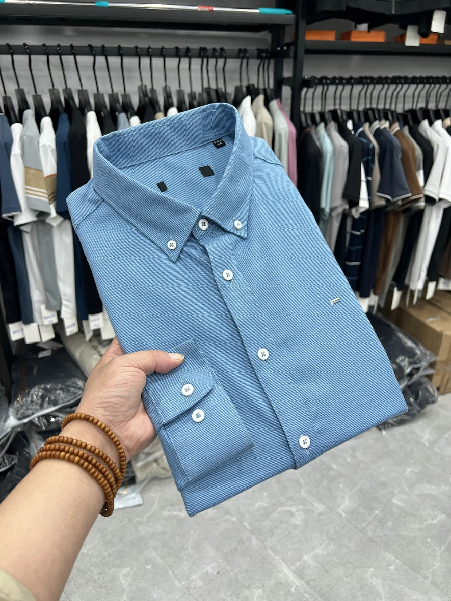 

Men's Long Sleeve Shirt Casual Embroidered Soft Skin-Friendly Spring Fashion New Arrival Simple Refreshing Base Layer Shirt