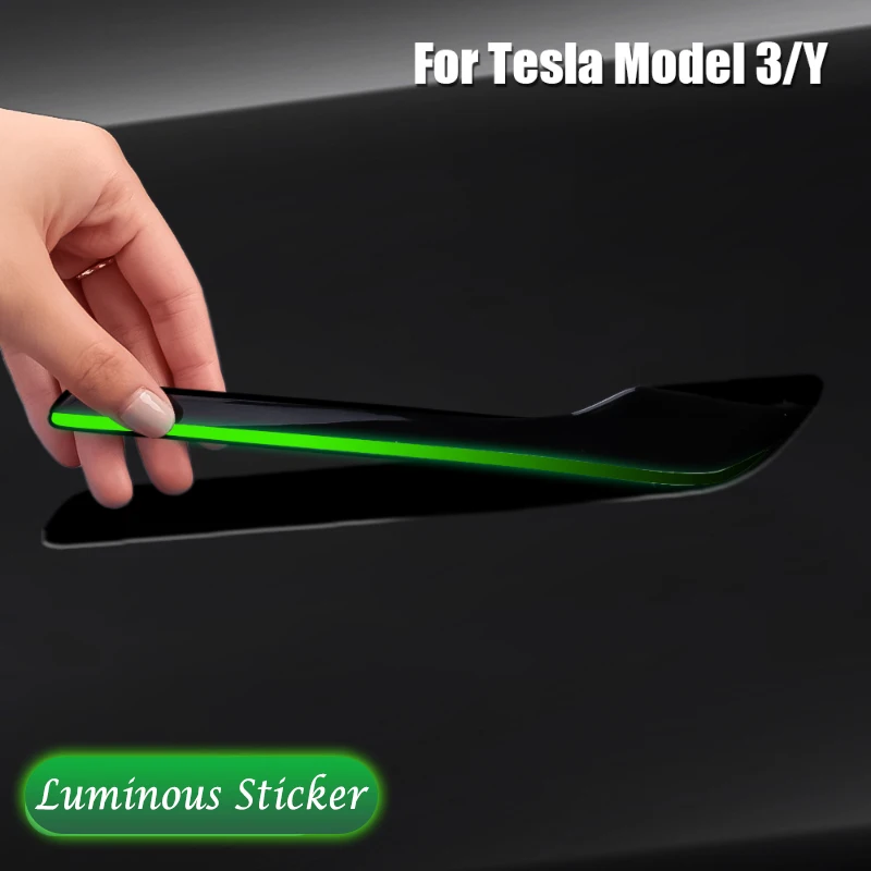 4 pz/set Luminoso Maniglia Della Porta Dell'automobile Della Copertura Glow Protector per Tesla Modello 3 Y 2021 2022 Adesivo Wrap Trim Accessori In Carbonio ABS