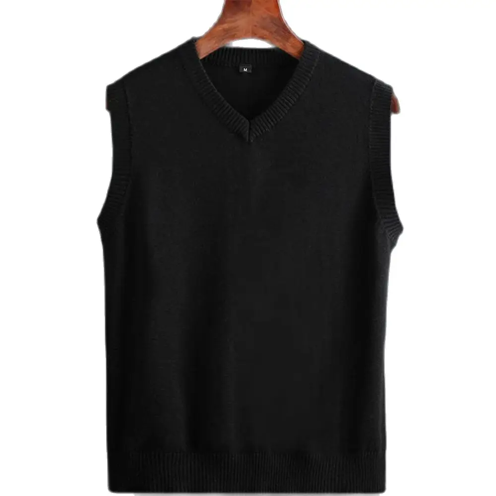 Male Hot Sale Spring Knit Vests Waistcoat Mens Autumn Hot Sale Sleeveless Warm Sweaters Hedging 100%Cotton Stretch Tops Jumper