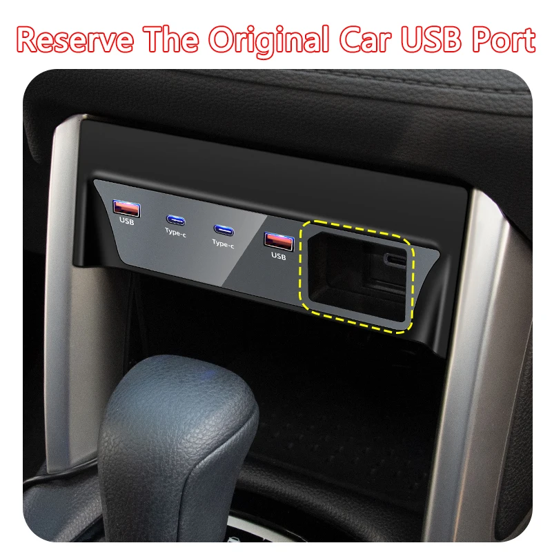 Car Expansion Dock Intelligent 4 Ports Fast Charging USB Type-C Phone Docking Station For Toyota Corolla Cross Frontlander 21-24