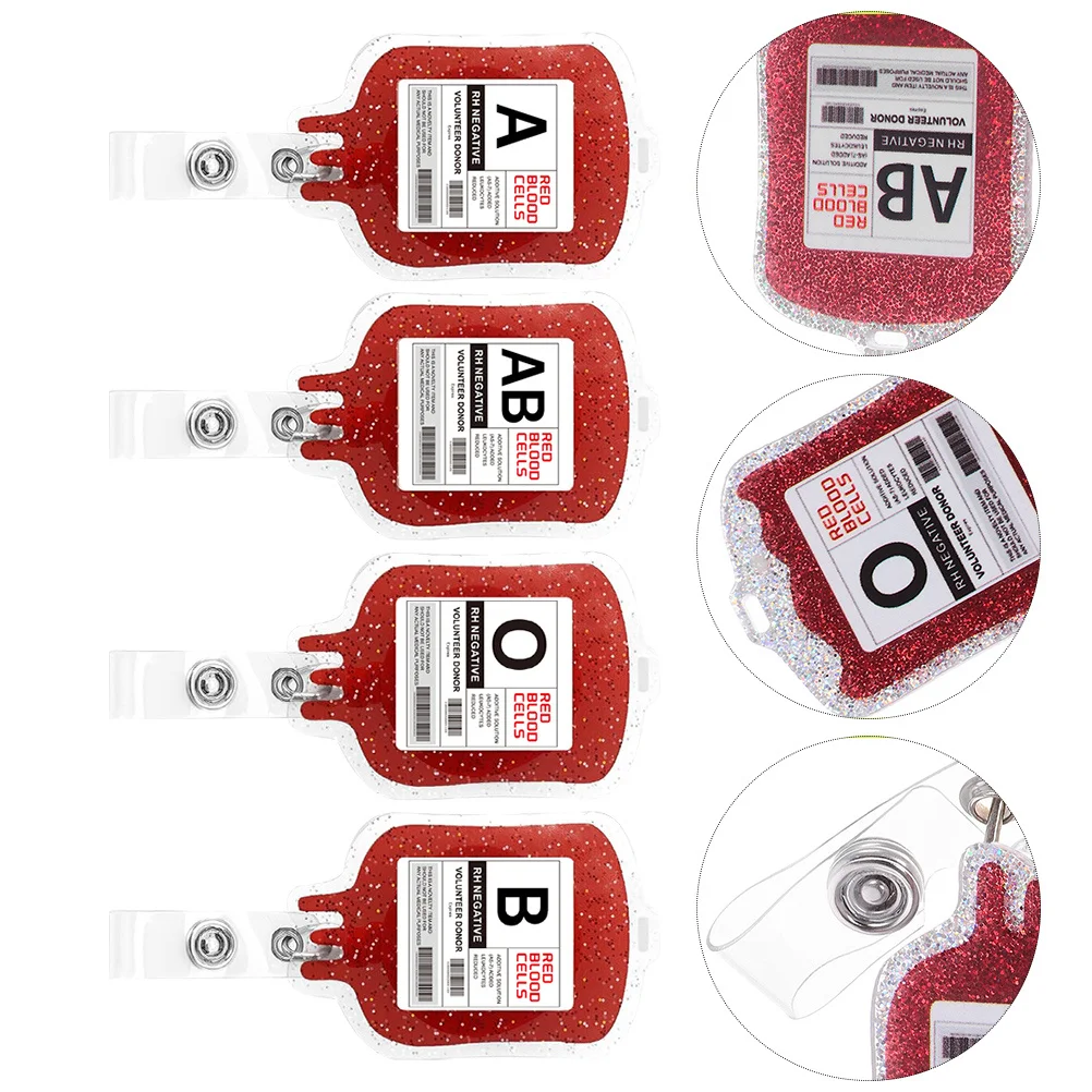 

4 PCS Badge Reel Packaging Cute Reels Retractable Medical Nursing Student Red Assistant
