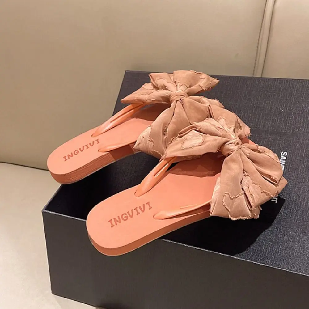 All Match Soft Sole Bowknot Flip Flops Anti Slip Sweet Beach Slippers Beachwear Shoes Slides Sandals Outdoor view 3