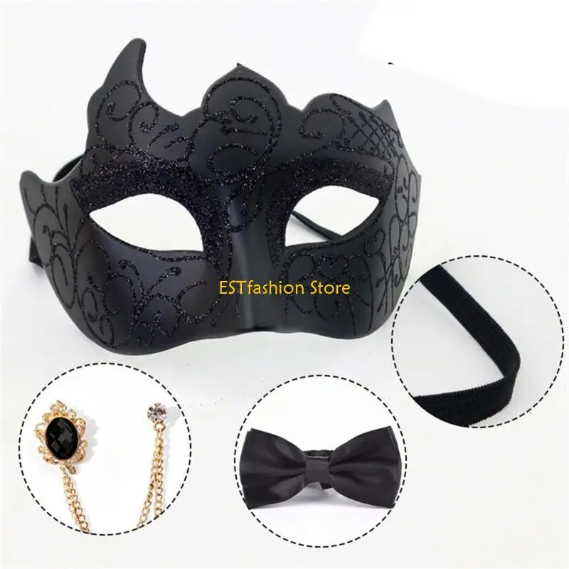 

Y5GC Royal Half Face Mask Attached Crowns Lightweight Practical For Cosplay Role Playing