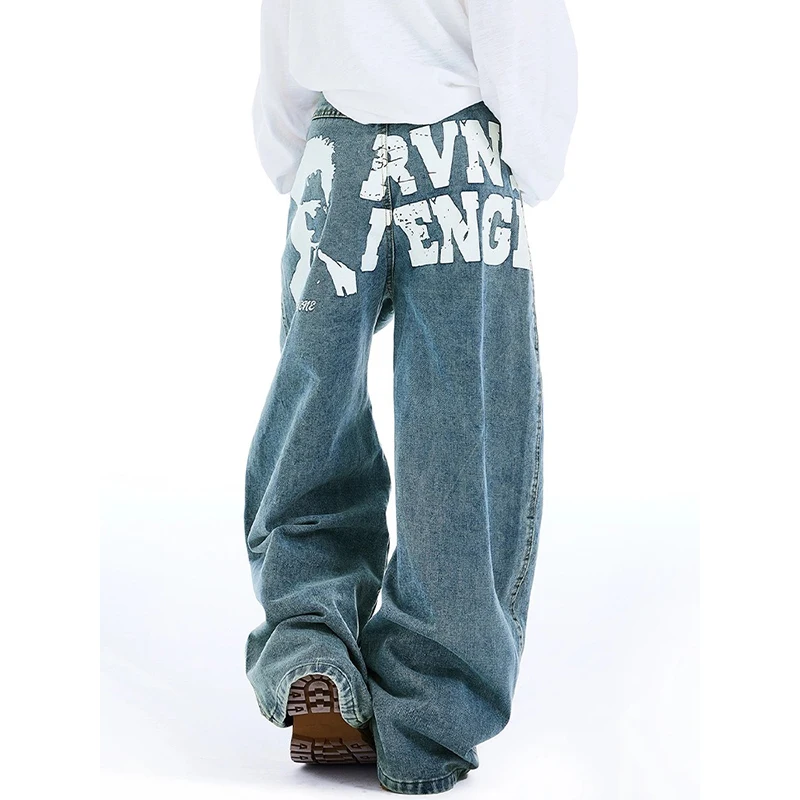 YIBASHU Women Blue Gothic Y2k Jeans Japanese 2000s Style Hip Hop Baggy Jean Pants Vintage Harajuku Denim Trousers Clothes Spring