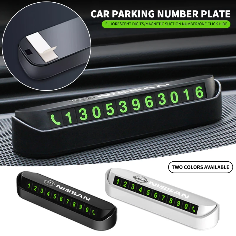 Temporary Car Parking Phone Number Card Night Glowing Sign Car Accessory For Nissan Tiida Teana Skyline X-trail Almera Qashqai