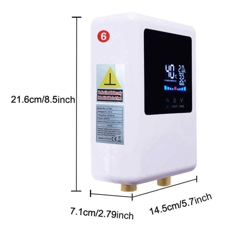 110V/220V Instant Water Heater Bathroom Kitchen Wall Mounted Electric Water Heater LCD Temperature Display with Remote Control - view 6
